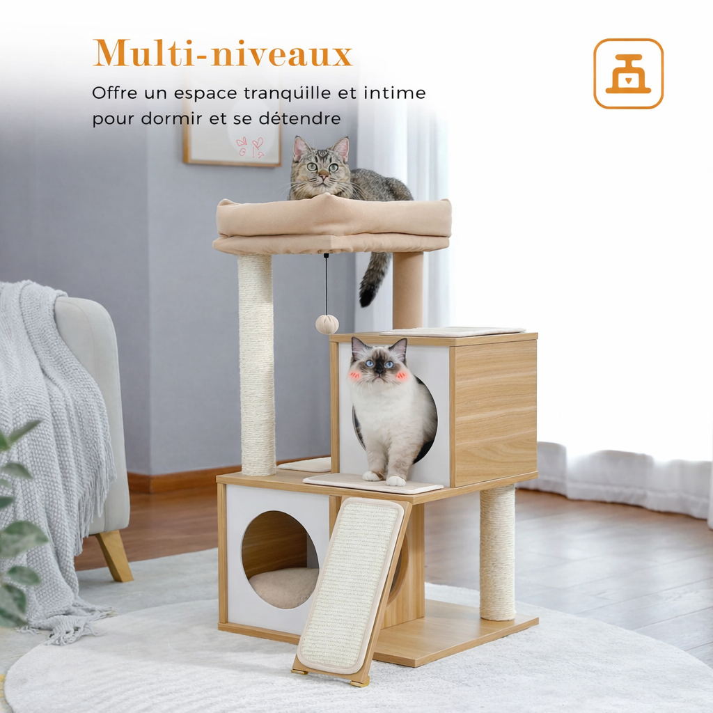 Arbre à chat en bois Felina Duo (93 cm)