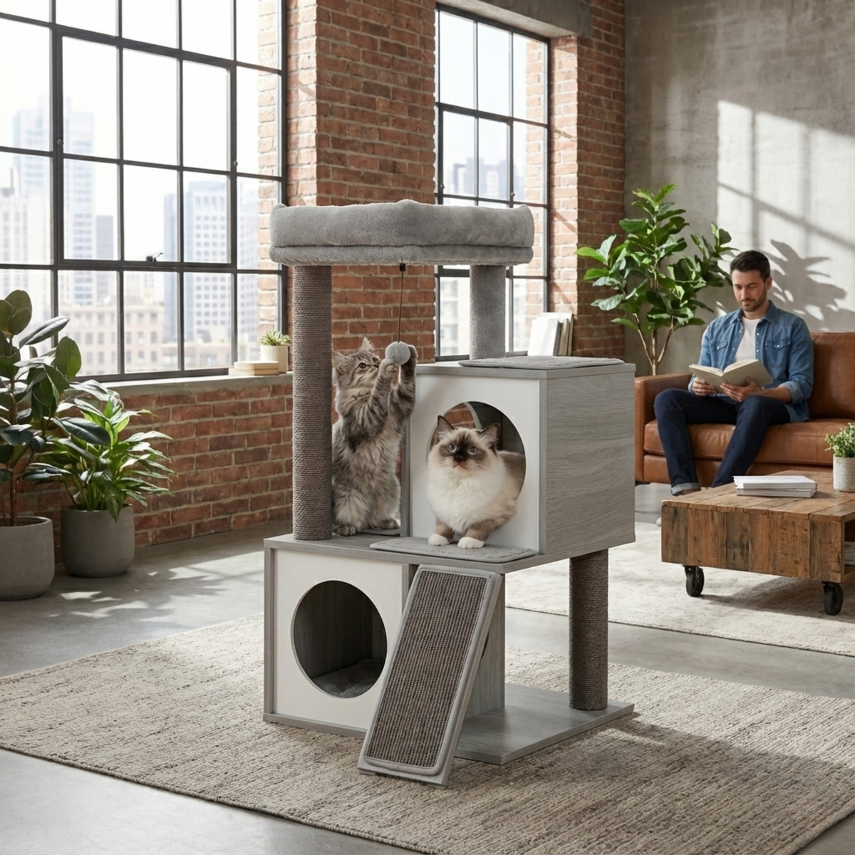 Arbre à chat en bois Felina Duo (93 cm)