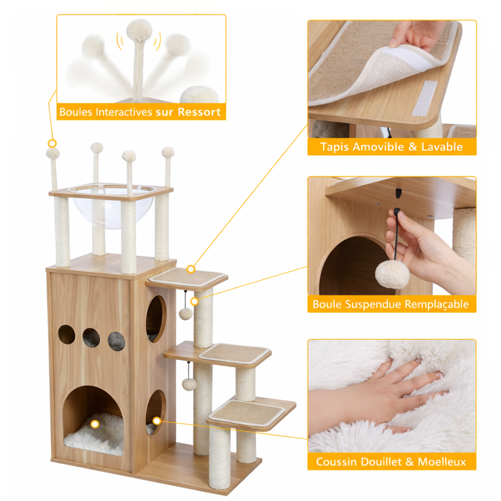 Arbre à chat XXL en bois Felina Majestic (190 cm)